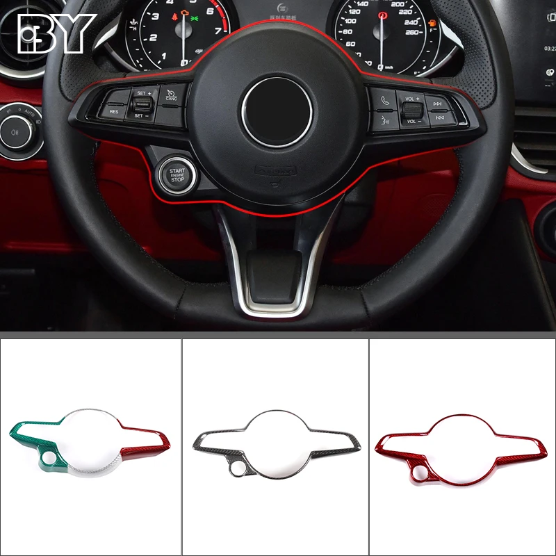 

Car Styling Real Carbon Fiber Steering Wheel Frame Sticker For Alfa Romeo Giulia Stelvio 2020-2021 Auto Modification Accessories