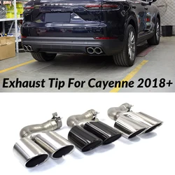 304 Stainless Steel Car Exhaust Tip For Porsche Cayenne Hybrid Petrol 2018 2019 2020 S Style Exhaust System Pipe Muffler Tip