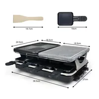 Dual Raclette Table Grill Non-Stick Grilling Plate & Cooking Stone- 8 Person Electric Tabletop Cooker BBQ- Melt Cheese Cook Meat 1