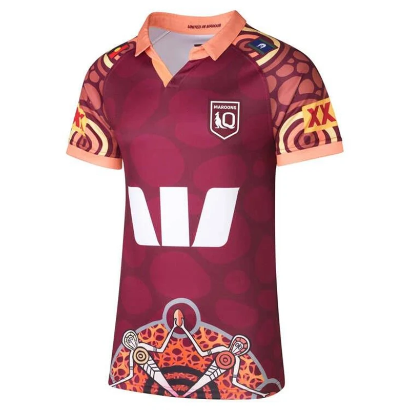 thumbnail image 1 of Réplica de camiseta aborigen masculina de Queensland Maroons 2024 (nombre y número personalizados), 1 of 4