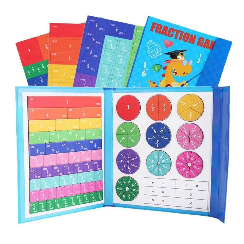 

Magnetic Fraction Learning Math Toy Montessori Arithmetic Teaching Aids Wooden Book Educational Toys For Children Christmas Gift