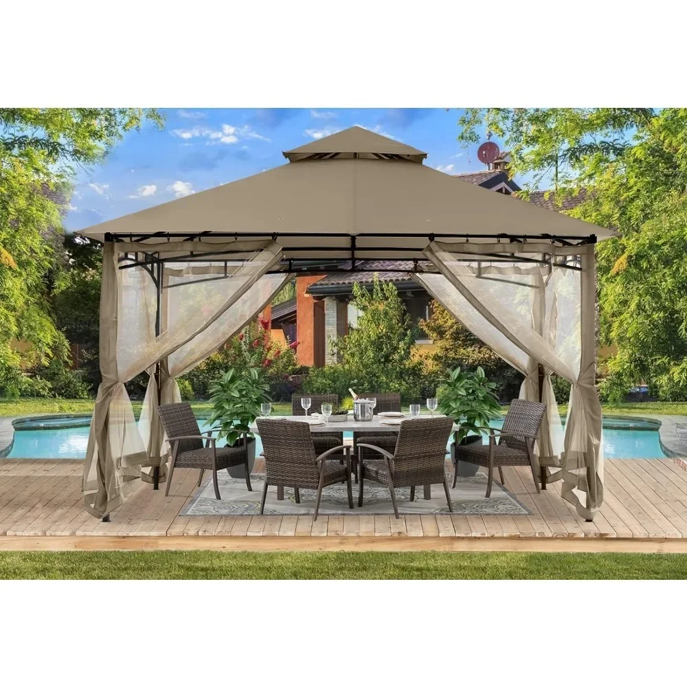 

Tents for Camping Gazebo Sturdy Patio Gazebo 10ft X 10ft With Mosquito Net Folding Tent for Garden Shelter Canopy Hiking Sports