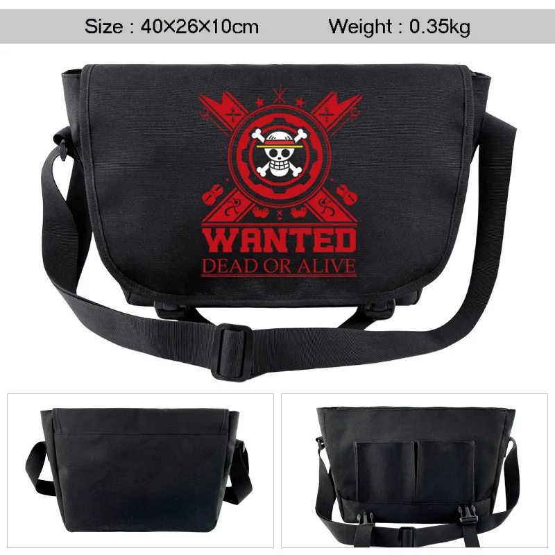 

One Piece Peripheral Double Buckle Satchel Bag One Piece Cartoon Anime Casual Messenger Bag Canvas Student Shoulder Bag