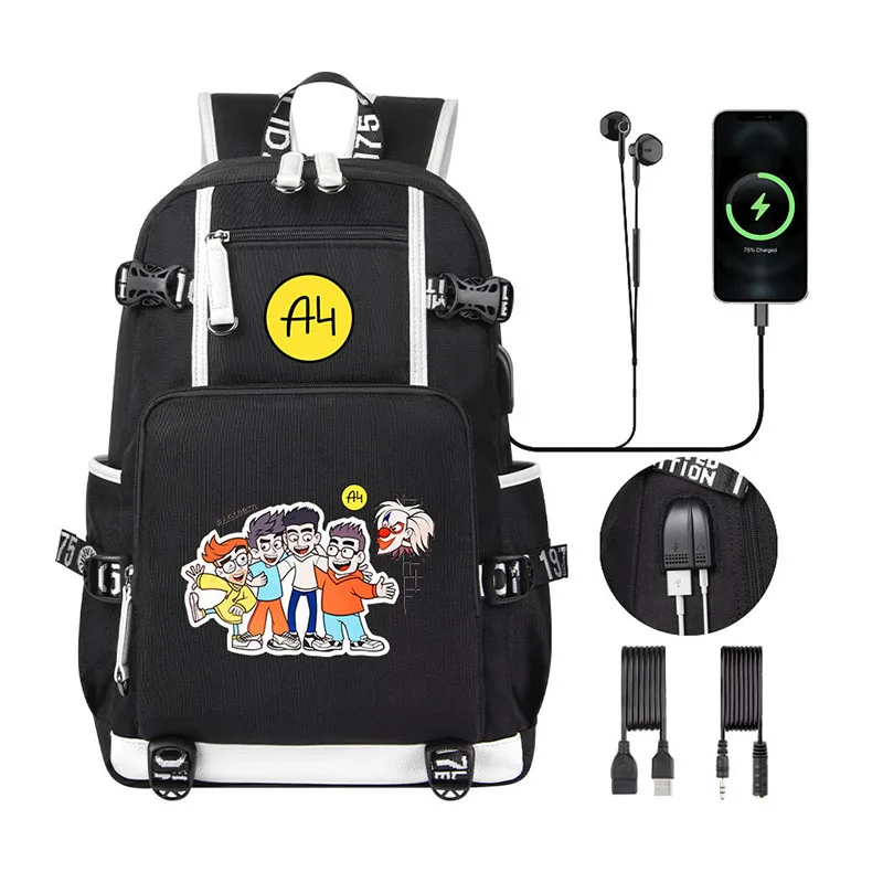 

A4 Lamba рюкзак Boy Girl Backpacks USB мерч а4 Children Book Bags Влад Бумага А4 Men Teenagers Fashion Traveling Backpack