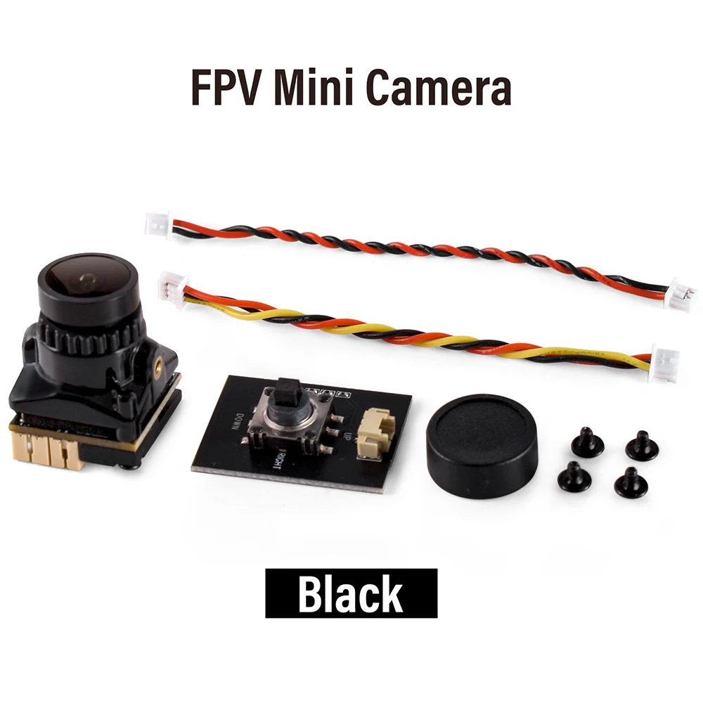 Détail de l'objectif 2.1mm de la caméra FPV 1800TVL, éclairage studio.
