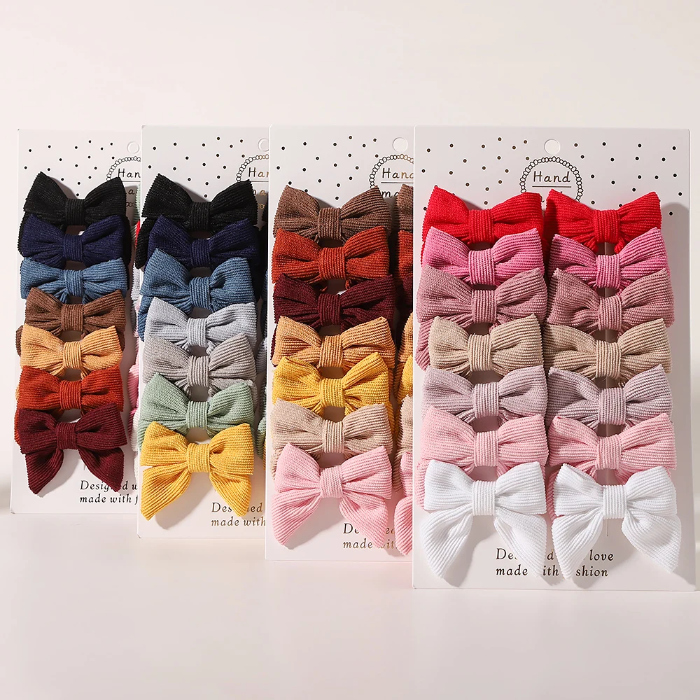 

14 Pcs/Set Colorful Cotton Soft Hairclips Girls Solid Cute Hair Clips Boutique Headwear for Kids Children Hair Accessories Gifts