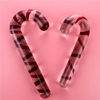 Large Glass Crystal Dildo Red Candy Cane Pleasure Wand Anal Massager Stimulation Female Men Masturbation Anal Butt Plug Sex Toys Distributors Large Glass Crystal Dildo Red Candy Cane Pleasure Wand Anal Massager Stimulation Female Men Masturbation Anal