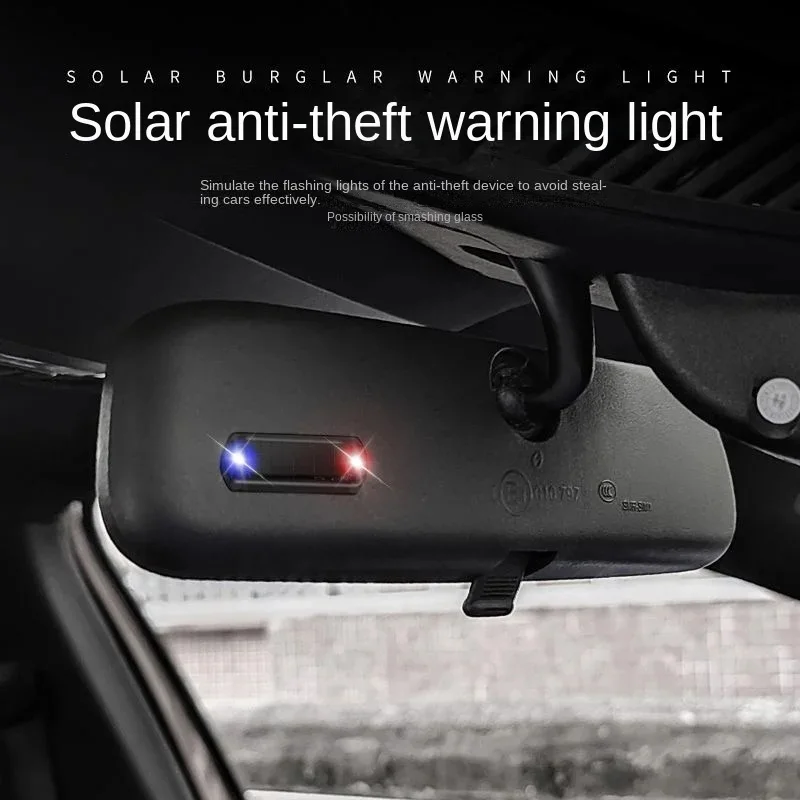 Solar Powered Car Warning Light Night Security Strobe Alarm