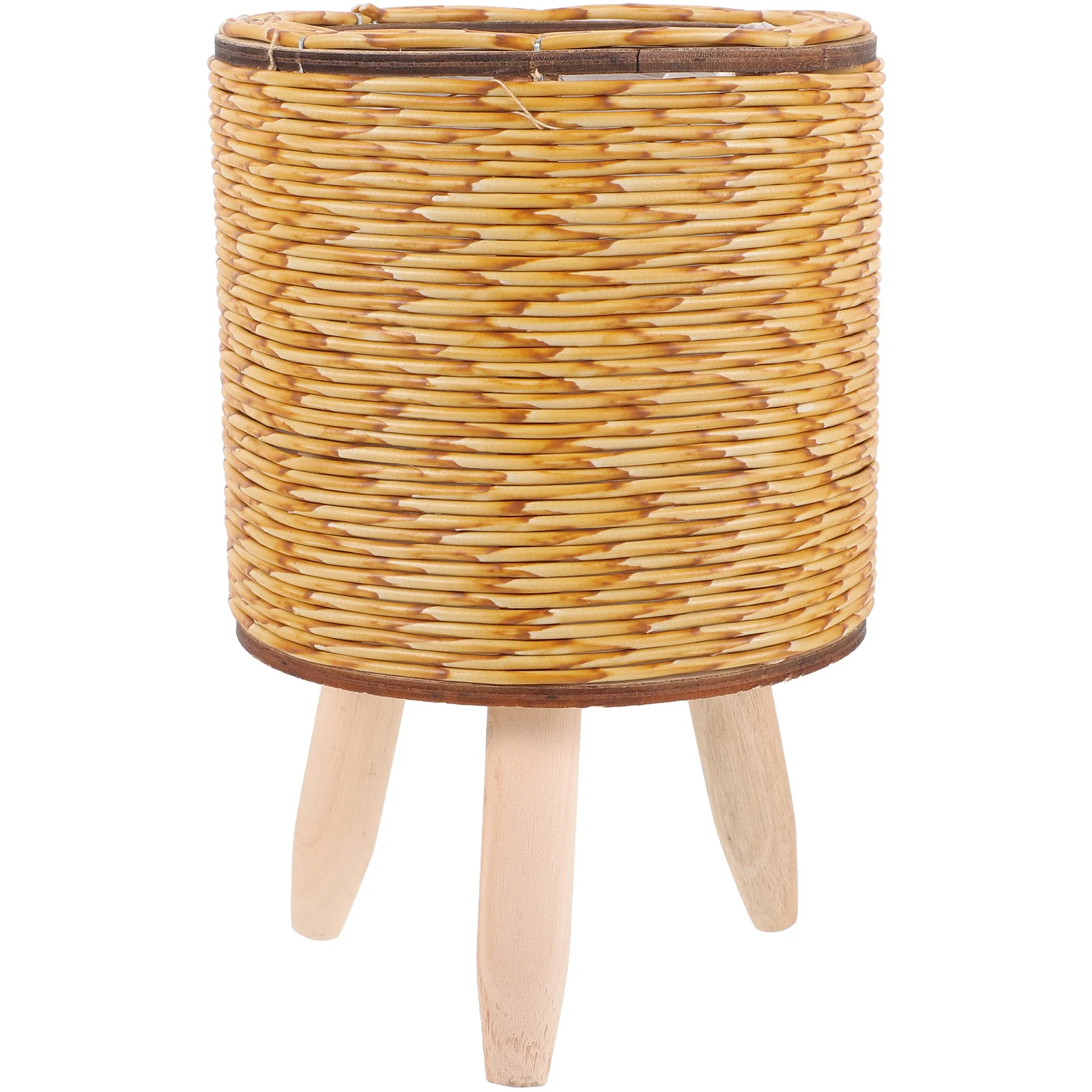 

Home Woven Rattan Plant Basket Wooden Woven Plant Pot Rack Wooden Rattan Plant Stand