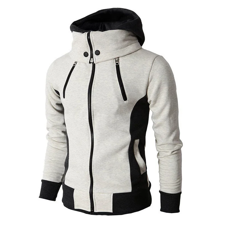 

Zipper Men Clothing Jackets Autumn Winter Casual Fleece Coats Jacket Scarf Collar Fashion Hooded Male Outwear Slim Fit Hoody New