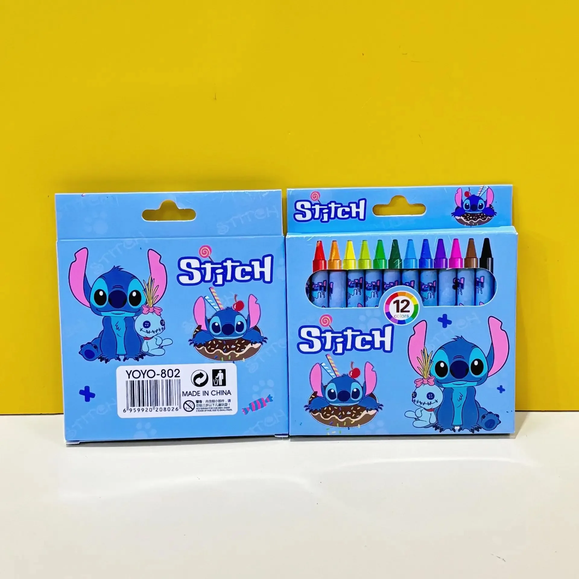 12pcs/set Disney Lilo & Stitch Painting Crayon Office Tools Cute Anime Stationery Children's DIY Drawing Tools School Supplies