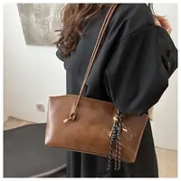 Trend PU Leather Work Shoulder Bag Large Capacity Simple Female Crossbody Bag Solid Color Commuting Bag Women Female