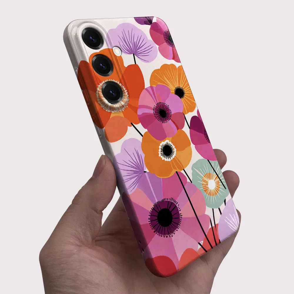 Modern Abstract Flower Pattern Hard PC Phone Case Cover