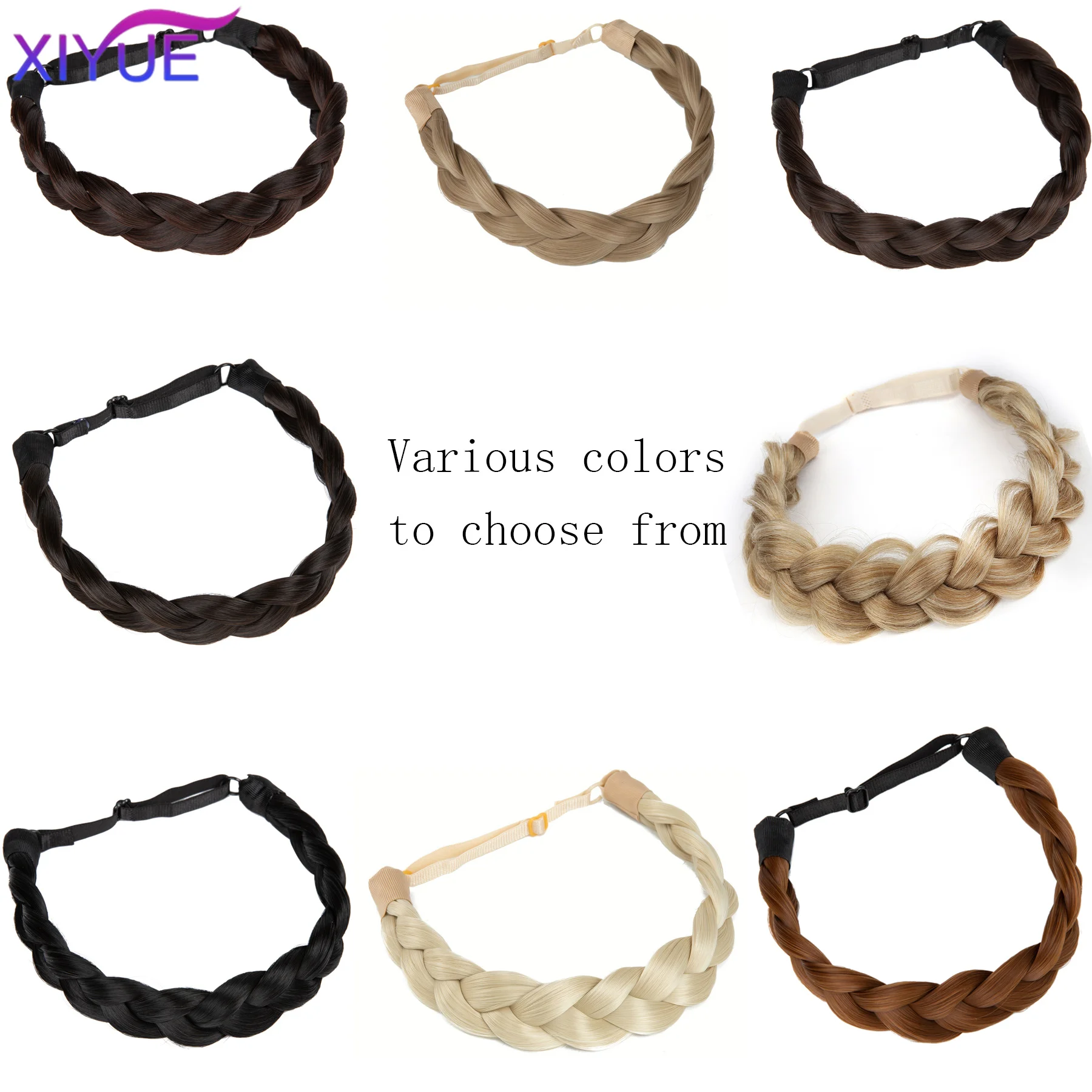 XIYUE S-noilite Synthetic Fishbone Braids Twist Elastic Hair Headband With Adjustable Belt Woman Hair Style Braided Headband Hai