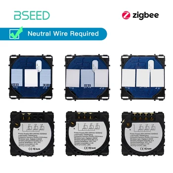 BSEED Zigbee Switches 1/2/3Gang 1/2/3Way Touch สมาร์ทสวิทช์ไฟฟังก์ชั่น Part สมาร์ท Tuya Alexa ควบคุมไม่มีแก้ว Neutral 1