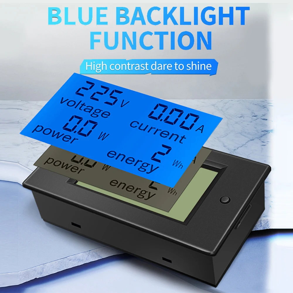 AC 80-260V 10A 100A LCD Digital Display Voltmeter Ammeter Wattmeter Voltage Current Power Energy Meter 110V 220V