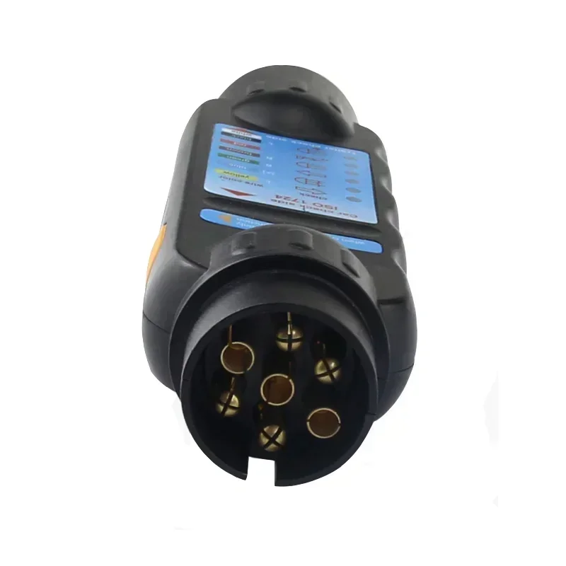 12V European 7 Pin Trailer Plug Socket Tester Durable Truck Wiring Circuit Light Test Tool RV Car Trailer Socket Circuit Testing plug adapter