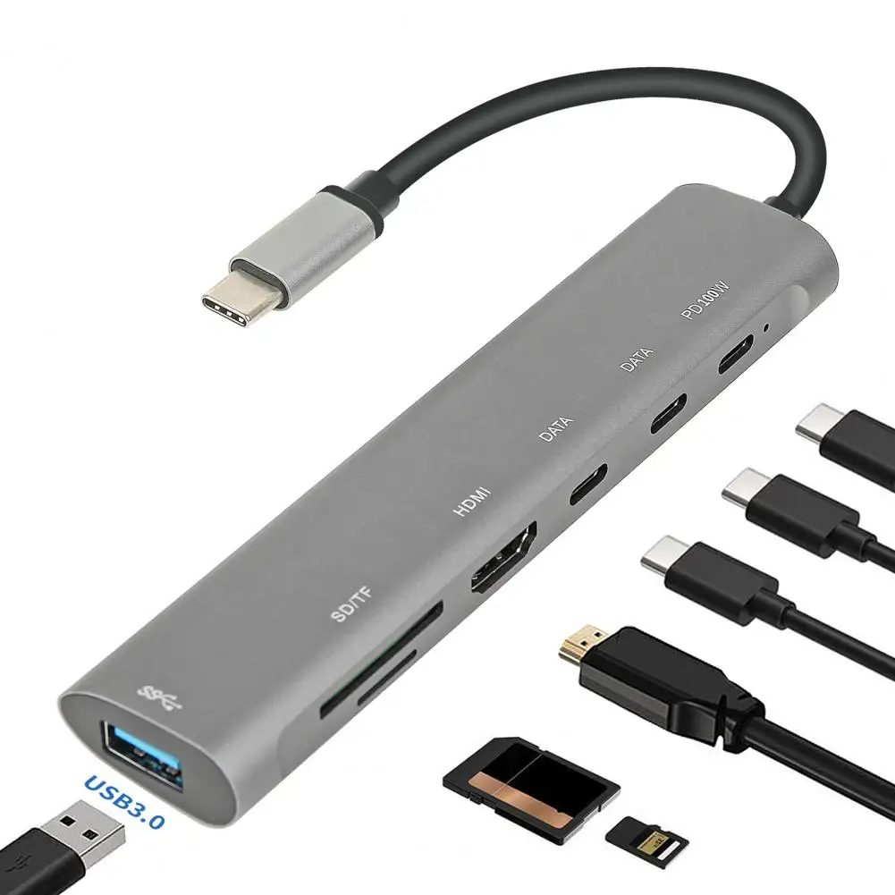 

Док-станция USB легкая для ноутбука 7 в 1, USB Type-C хаб-расширитель для быстрого чтения и записи данных