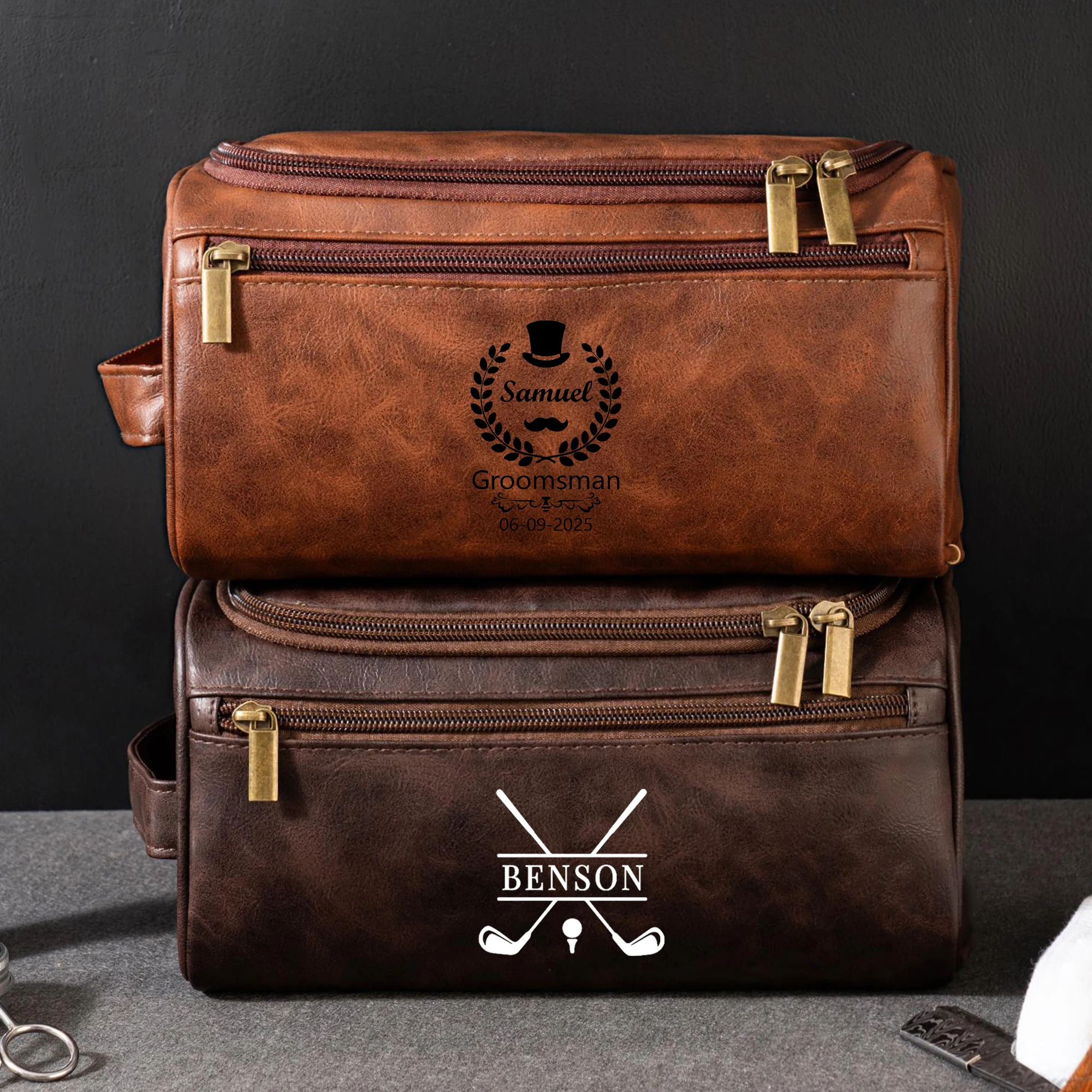 Storage Bag Personalized Men's Leather Toiletry Bag Groomsmen Gifts Dopp Kit Men's Leather Accessory Anniversary Gift