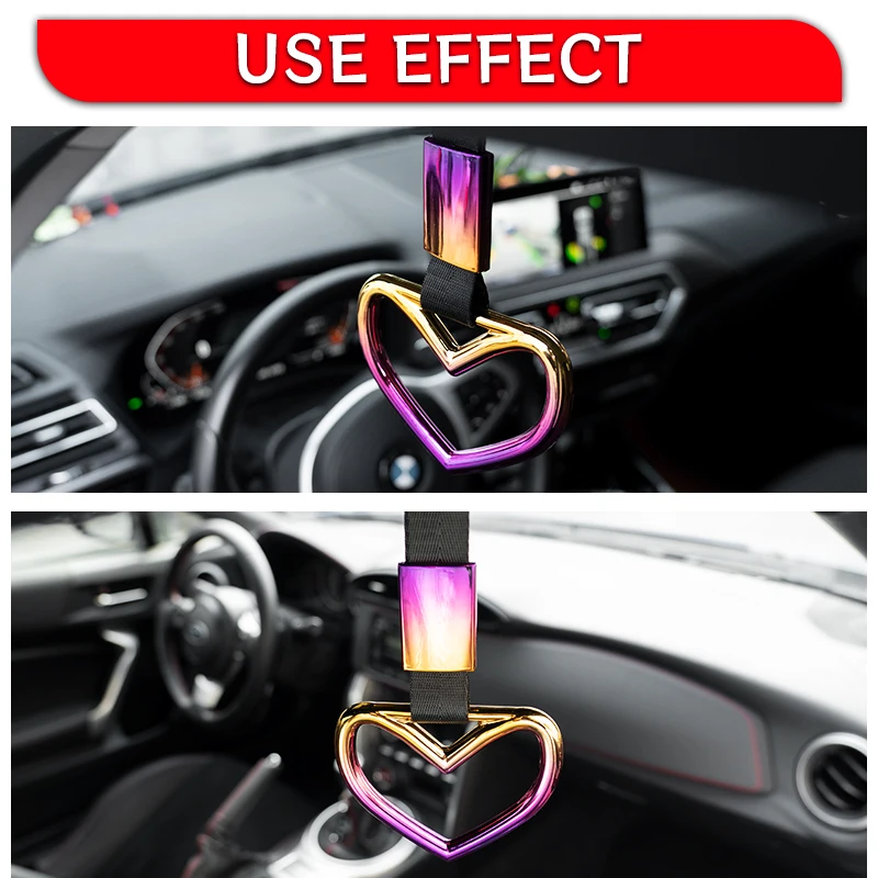 Colorful Car Tow Strap Tsurikawa Ring Heart JDM Train Bus Handle Hand Strap Styling Drift Charm Auto Accessories 1pcs car accessories