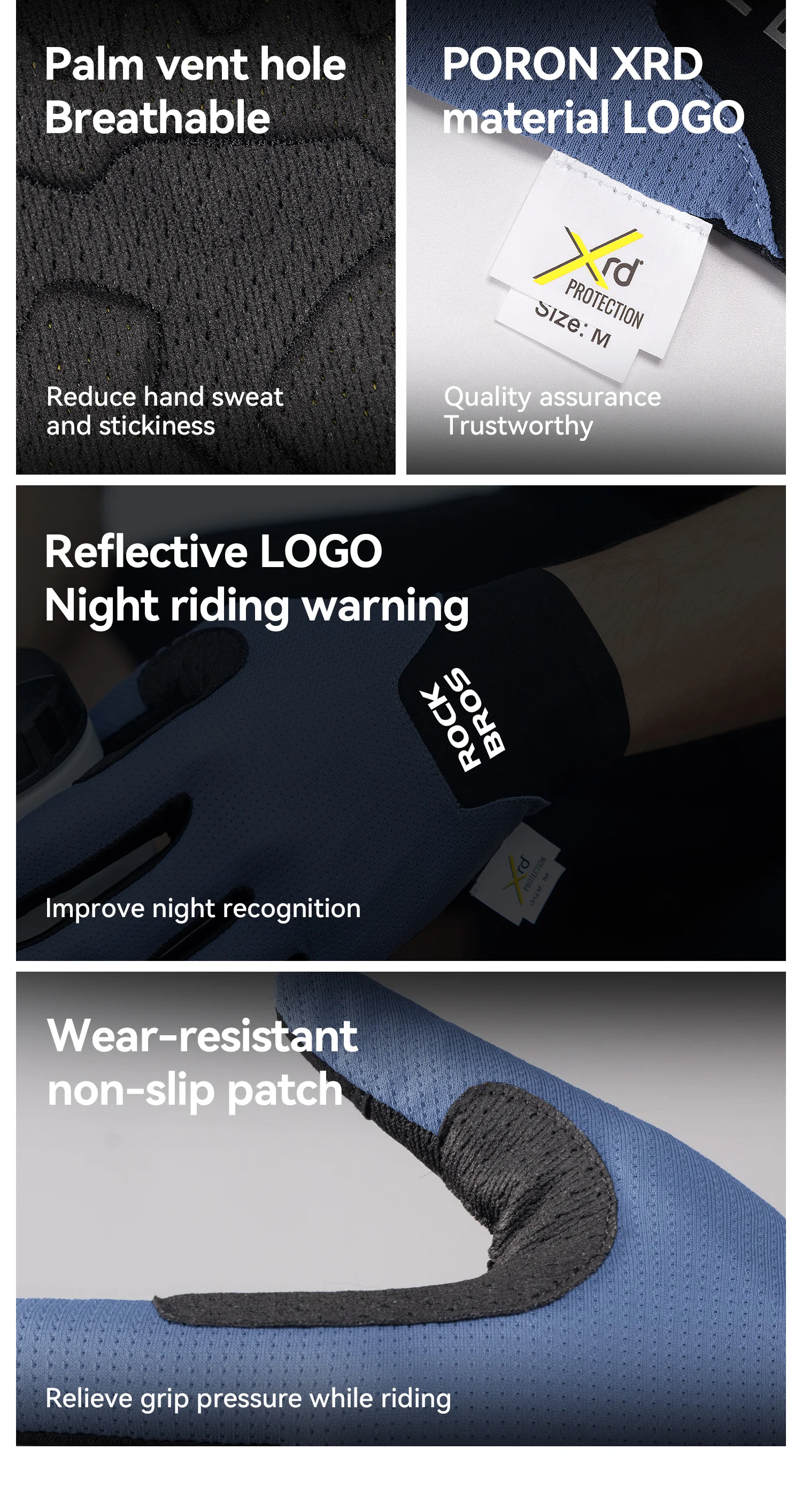 ROCKBROS Fahrradhandschuhe Vollfinger-Touchscreen Männer Frauen Frühling Herbst Fahrradhandschuhe Dämpfung Atmungsaktive Handschuhe Motorrad – Detail 13