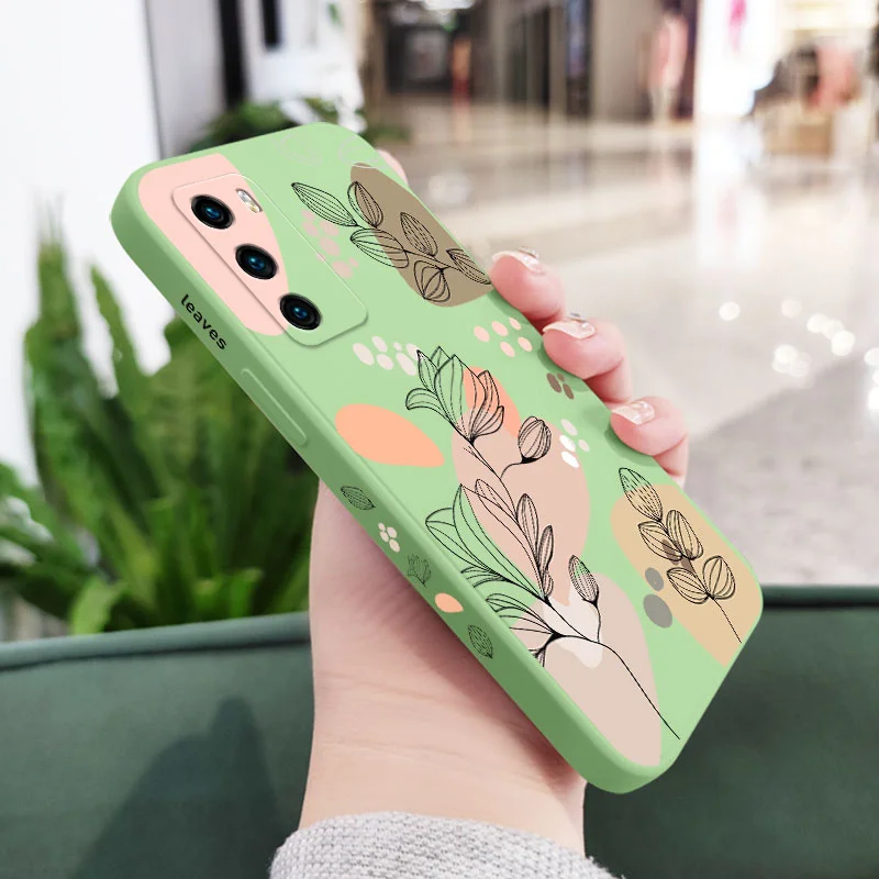 Stylish Abstract Plants Liquid Silicone Phone Case