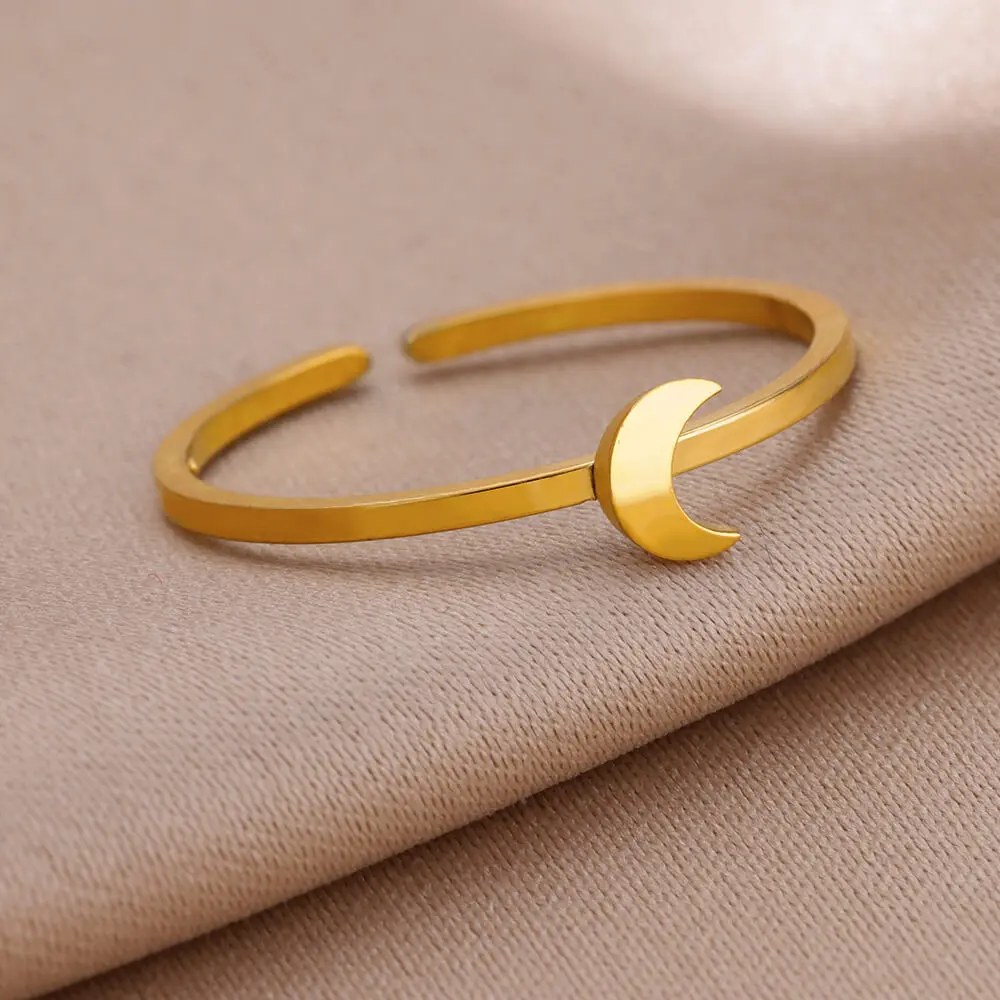 Steel Small Moon Rings Women Gold Color