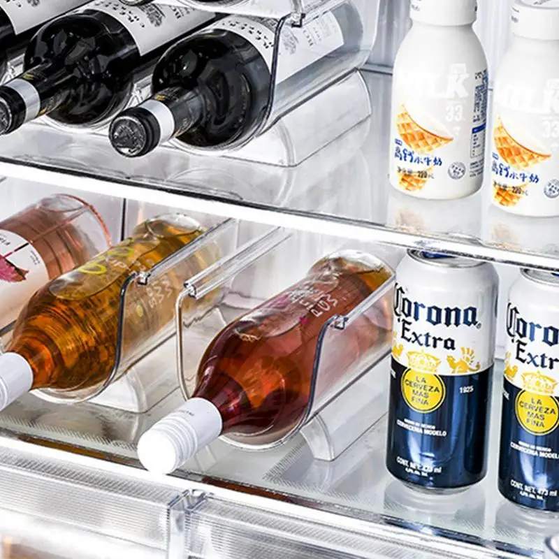 Refrigerator Wine Beer Bottle Storage Rack Transparent Stackable Wine Rack FreeStanding Tabletop Wine Organization Display Stand