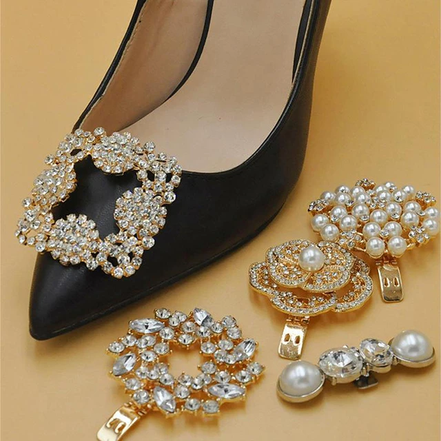 2Pcs Charm Buckle Rhinestone Shoe Clip Shiny Decorative Clips Shoe Decor  Lady Rhinestone Shoe Clips Wedding