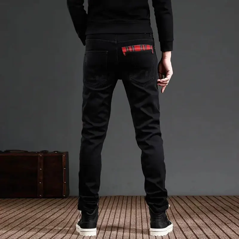 Street Fashion Men Jeans Black Stretch Skinny Fit Vintage Ripped Jeans Men Patched Designer Hip Hop Denim Pencil Pants Hombre
