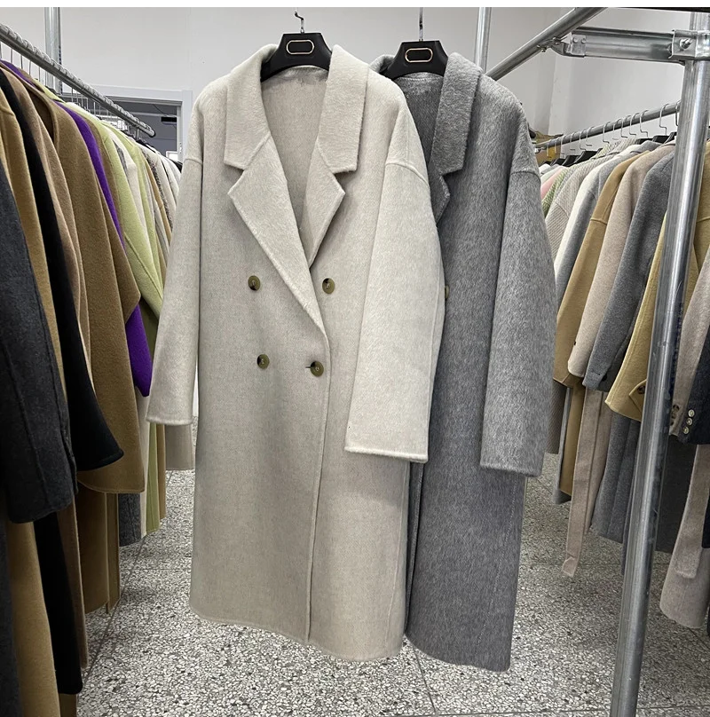 

Dayaichi Long Wool Double-sided Cashmere Coat for Women Medium Length Alpaca Fur Coat for Women