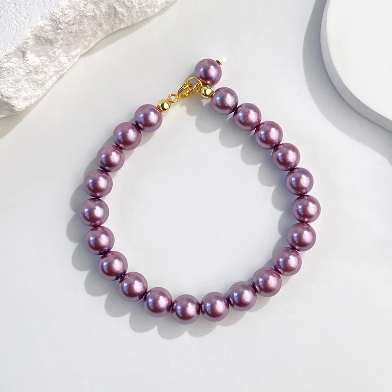 

Purple Pink Natural Pearl Bracelet Women 2024 Jewelry 925 Sterling Silver Charm Friendship Luxury New In Bracelets