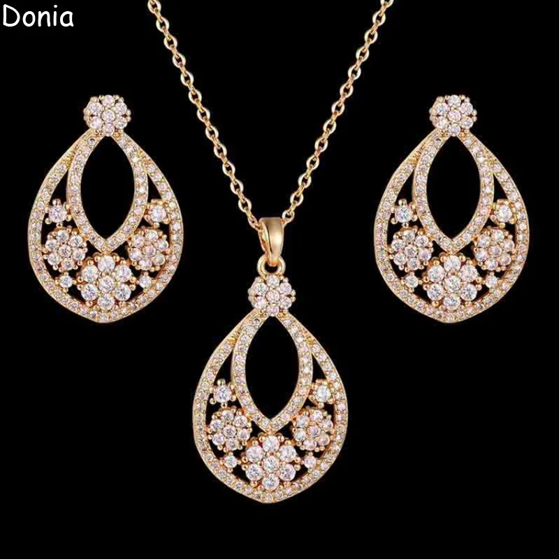 

Donia Jewelry European and American fashion personality water drop ladies necklace inlaid zircon silver needle luxury earrings