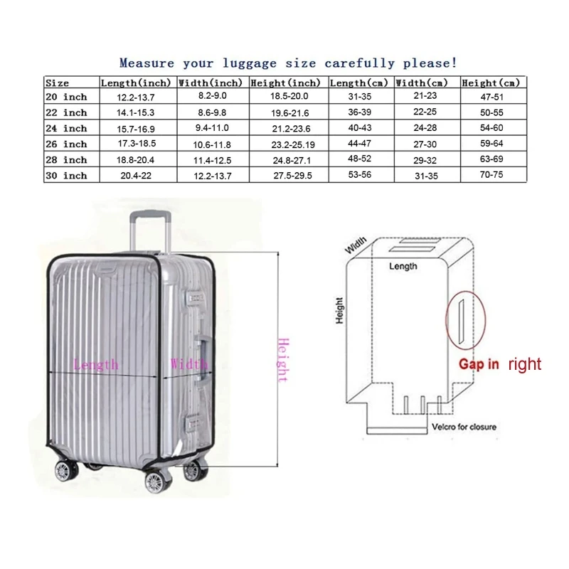 Luggage cover Full Transparent Luggage Protector Cover Thicken Suitcase Protector Cover PVC Suitcase Rolling Luggage
