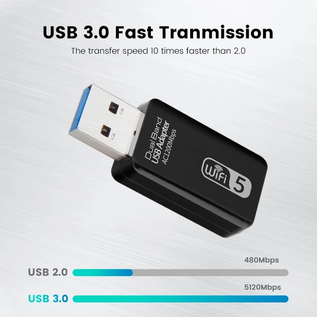 Wireless USB WiFi Adapter 1200Mbps Lan USB Ethernet 2.4G 5G Dual Band WiFi  Network Card WiFi Dongle