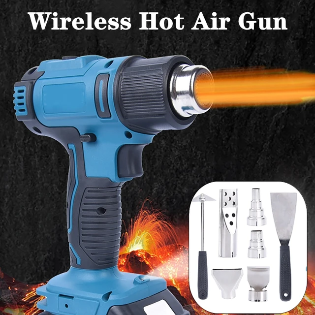 Heat Gun Cordless Hot Air Gun For Makita/Dewalt/Milwaukee/Bosch/Black&Decker  18V Battery Soldering Thermal Blower with 4 Nozzles - AliExpress