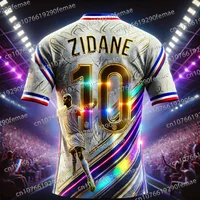 Classic French Zidane Print Pattern Men's Sports Football Shirt T-shirt For Daily Matches And Training, Breathable Jersey 2
