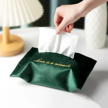 

Light Luxury Velvet Tissue Box Ins Style Home Napkin Holder Box Storage Napkin Box Toilet Paper Storage Box Desk Organizer