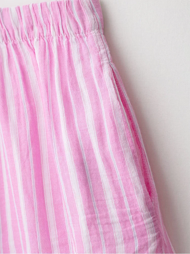 TFMLN 2025 New Women's Striped Shorts Sets Two Piece Summer Thin Loose Shirts Elastic Waist Shorts Suit Women Casual Outfits