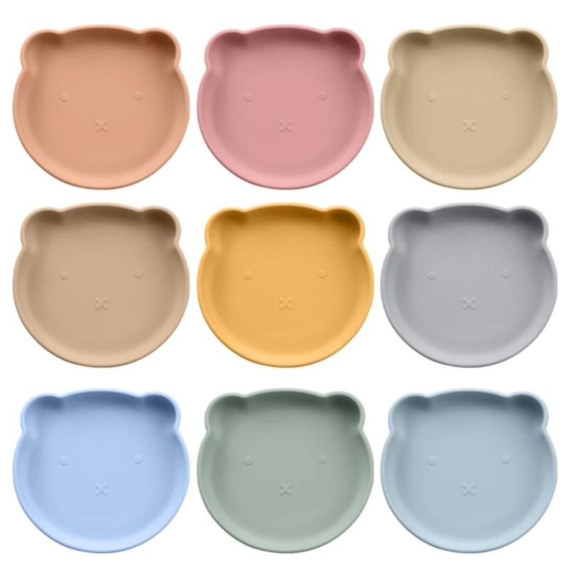 

Lightweight Baby Food Plate Toddler Kids Feeding Plate Non-Slip Silicone Plate G99C
