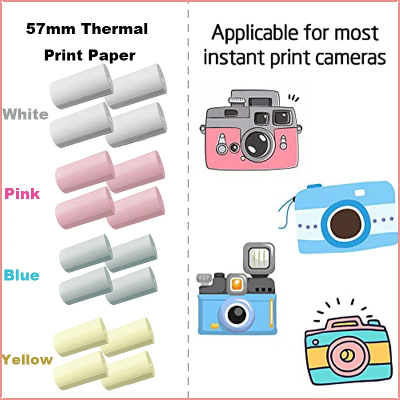 Papier d'impression thermique pour la plupart des enfants, recharge d' appareil photo instantané, 4 rouleaux, 57x30mm - AliExpress