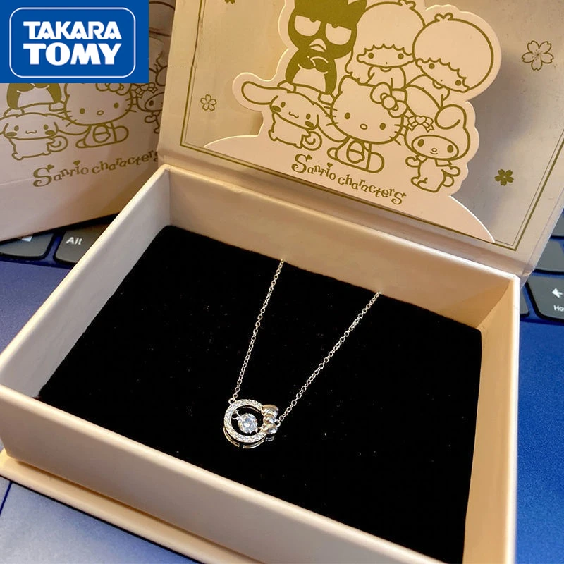 

TAKARA TOMY Hello Kitty Новое Женское Ожерелье с мигающим бантом в виде бьющегося сердца для влюбленных и подружек Аксессуары Ювелирные изделия Подарки