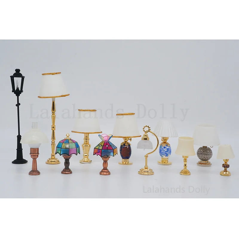 1pcs Mini Clear Desk Lamp Model Doll House Miniature Furniture 1:25 