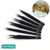 6pcs ESD Anti-Static Stainless Steel Tweezers - Precision Maintenance & Industrial Repair Tools for Working & Model Making. 4