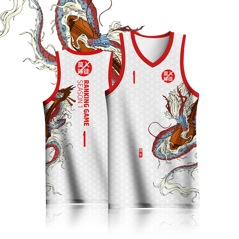 Basketball Jerseys BASKETMAN Basketball Jerseys For Men Customizable Full Sublimation Team Name Number Printed Dragon Pattern Training Clothes