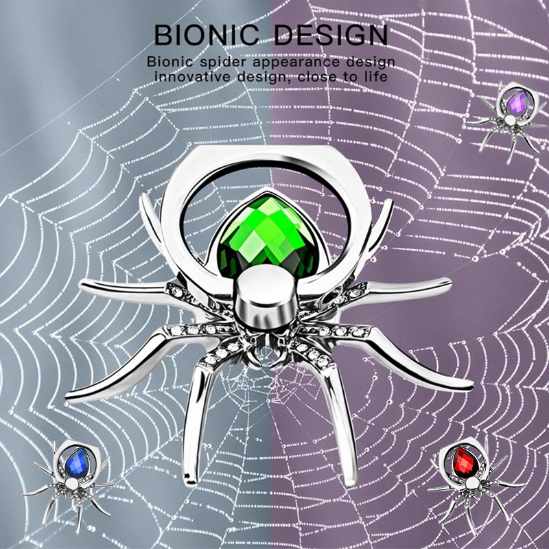 Luxury Diamond Spider Ring Phone Holder - 360° Rotating Grip and Stand