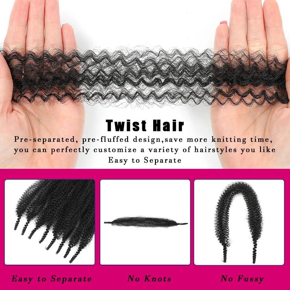 Wakego Springy Afro Twist Hair 12 16 24 Inch Marley Twists Meches Afro Kinky Twist Hair Extensions For Braids Locs Crochet Hair 3