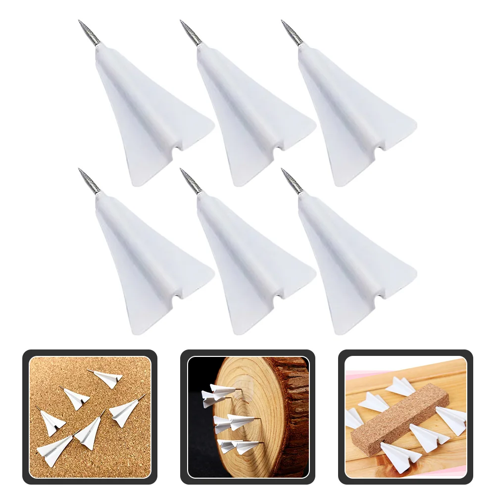 

6 Pcs Aircraft Pushpin Home Accessory Rose Shaped Pushpins Cork Board Daily Use Thumb Tacks Plane Replaceable Map