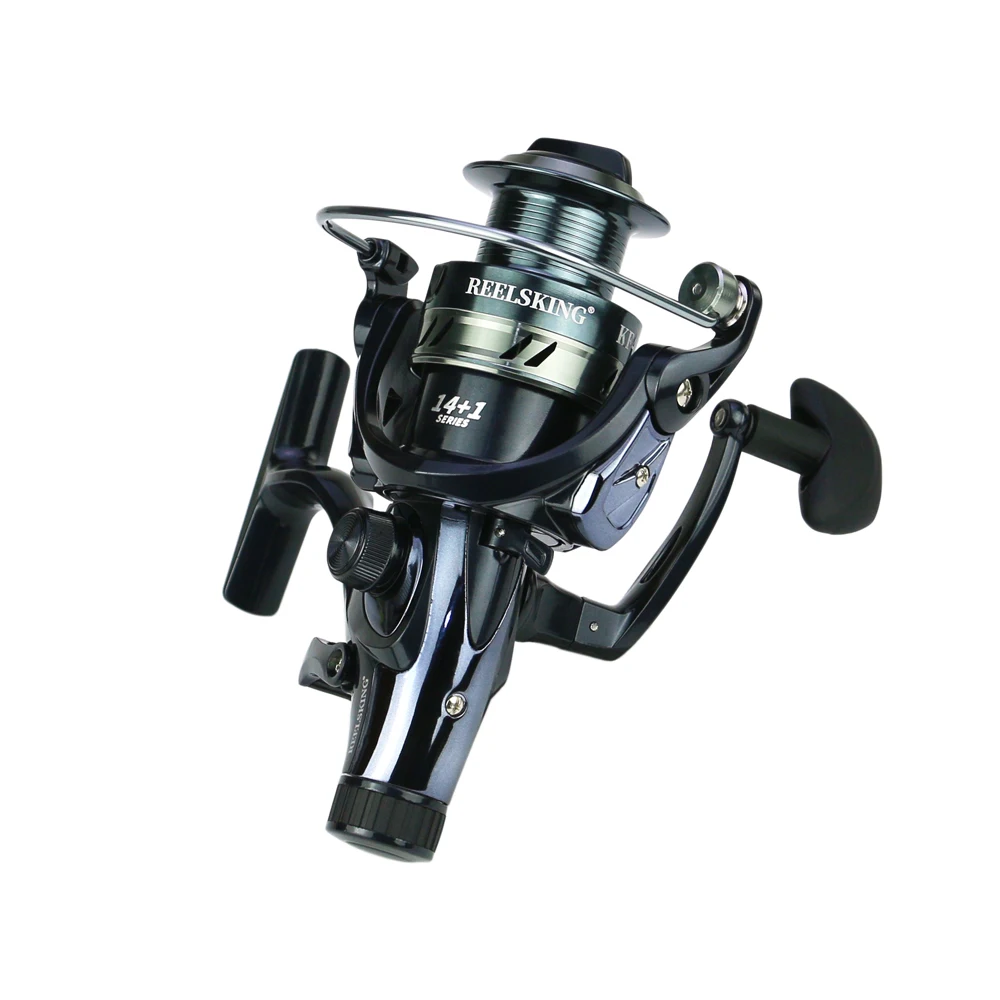 Metal Spinning Fishing Reel, dianteiro e traseiro, freio duplo, pesca de água salgada, ferramentas carpa, max 8-25kg, 14 + 1 BB