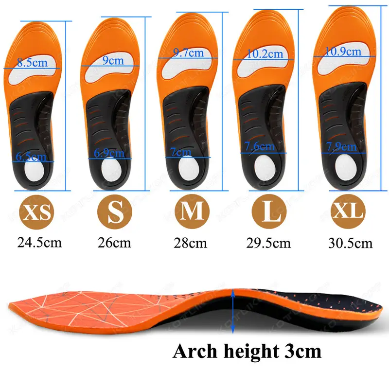 EVA Orthotic Sports Insole Arch Support Insert For Flat Feet PU Shock Absorption Plantar Fasciitis Heel Pain Orthopedic Insoles - Image 6